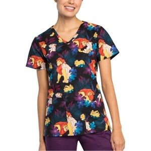 Tooniforms Women's Disney's Lion King Family Pride Print Scrub Top